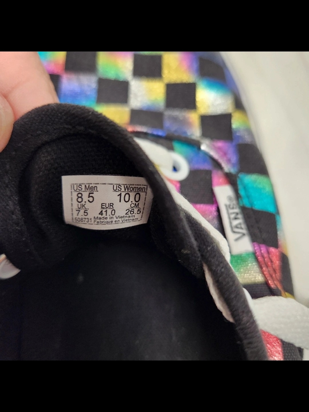 Vans Multicolor Iridescent Checkerboard Low-Top Sneakers - Picture 6 of 7